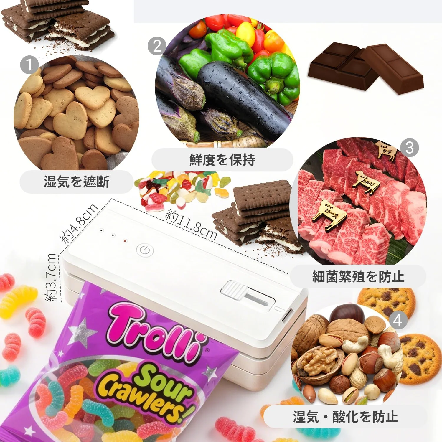 Portable 2-in-1 Mini Bag Sealer with Heat Seal & Cutter Magnetic Handheld Chip Bag Sealer for Snacks Candies Food Storage