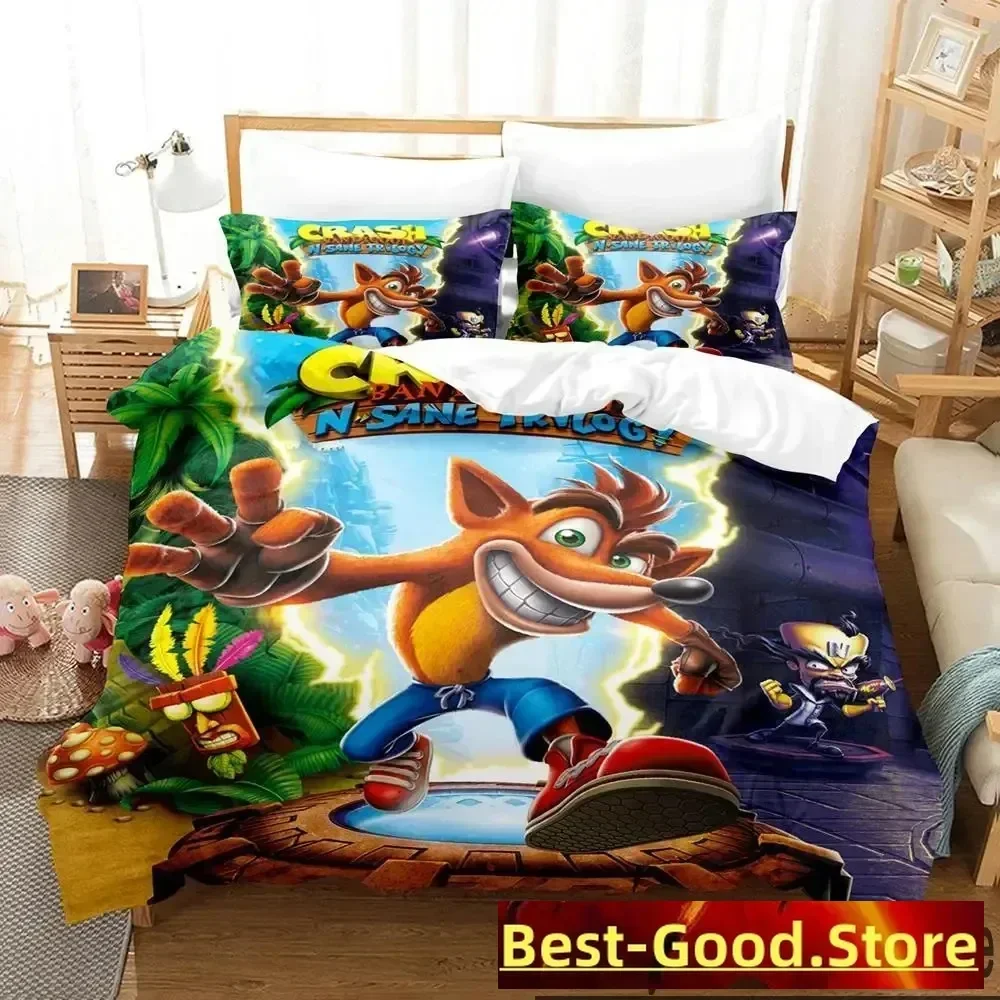 

3D Print Crash Bandicoot Game Bedding Set Boys Girls Twin Queen King Size Duvet Cover Pillowcase Bed boys Adult