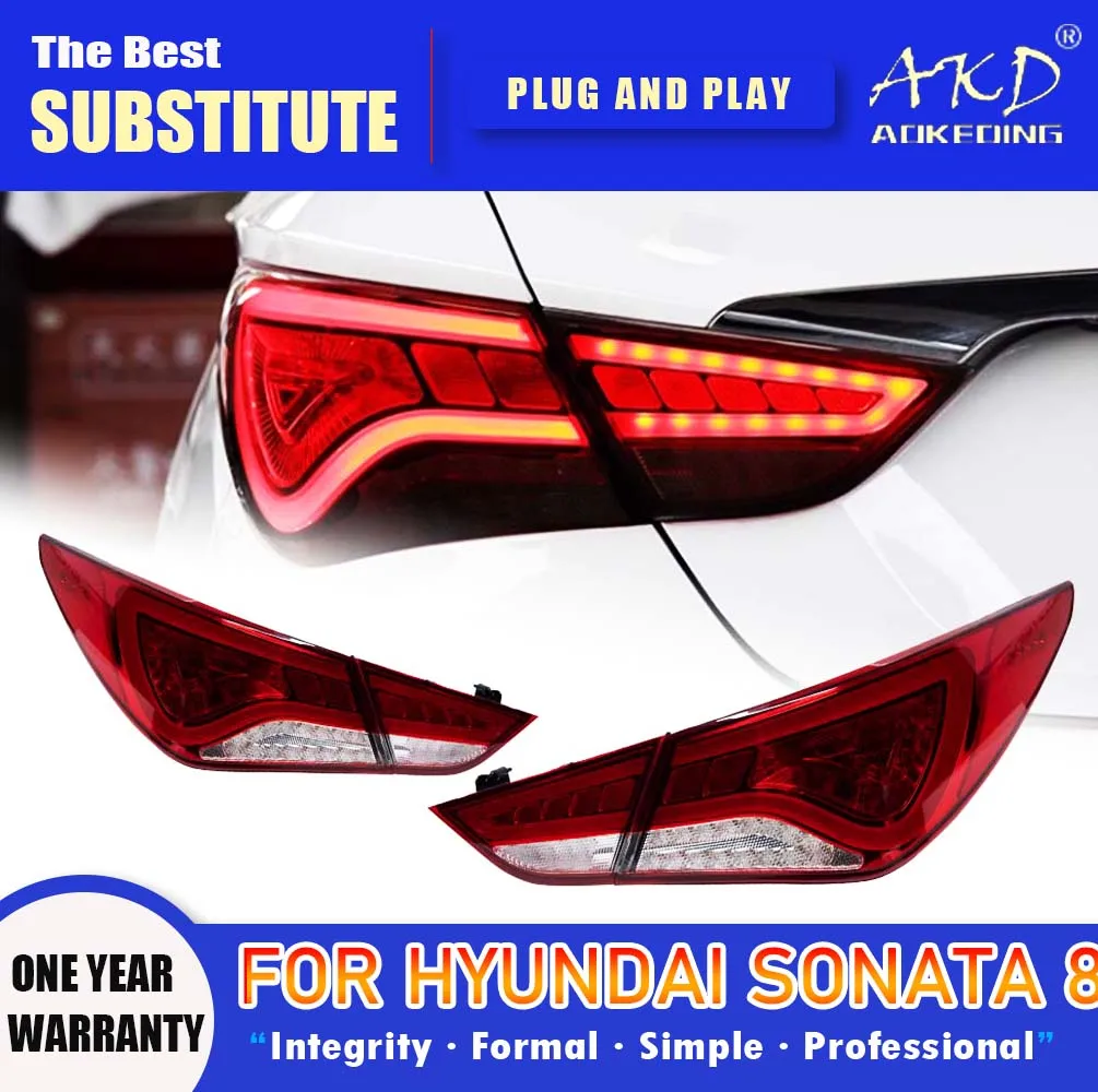 AKD Tail Lamp for Hyundai Sonata 8 LED Tail Light 2011-2016 Sonata 8 Rear Fog Brake Turn Signal Automotive Accessories