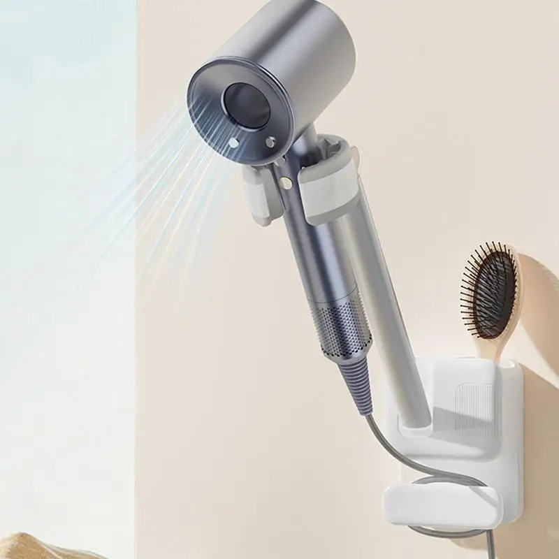 Hair Dryer Storage Rack Waterproof Adjustable Hair Dryer Stand Multifunctional Bathroom Hair Dryer Rack Hands-Free Holder Stand