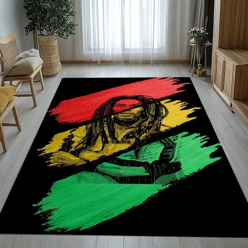Reggae Music Bob Marley Rasta Color Soft Non-Slip Large Area Rug for Living Room,Bedroom Playroom Carpet Mat for Sofa,Home Decor