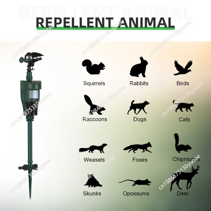 Outdoor Motion Activated Water Jet Animal Repellent, Garden Pest Control Sprinkler