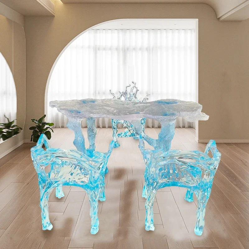 

Transparent epoxy coffee table Modern simple office Living room Home high-end transparent glacier tea table