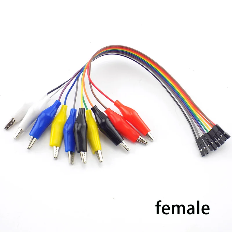 10pin Female Double-end Alligator Clip jump Wire Crocodile Clip Test Lead 2 in 1 Eclectic Jumper Wire DIY Connection 20cm/30cm