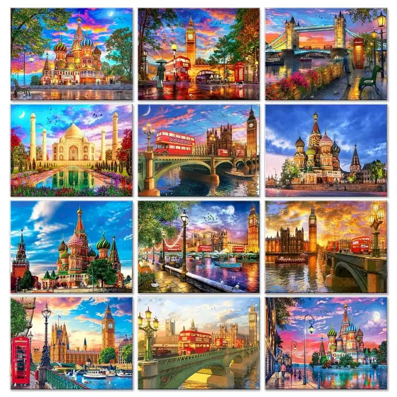 

GATYZTORY 5D Diy Diamond Painting City Embroidery Landscape Full Drill Mosaic Scenery Cross Stitch Kits Needlework Home Decor