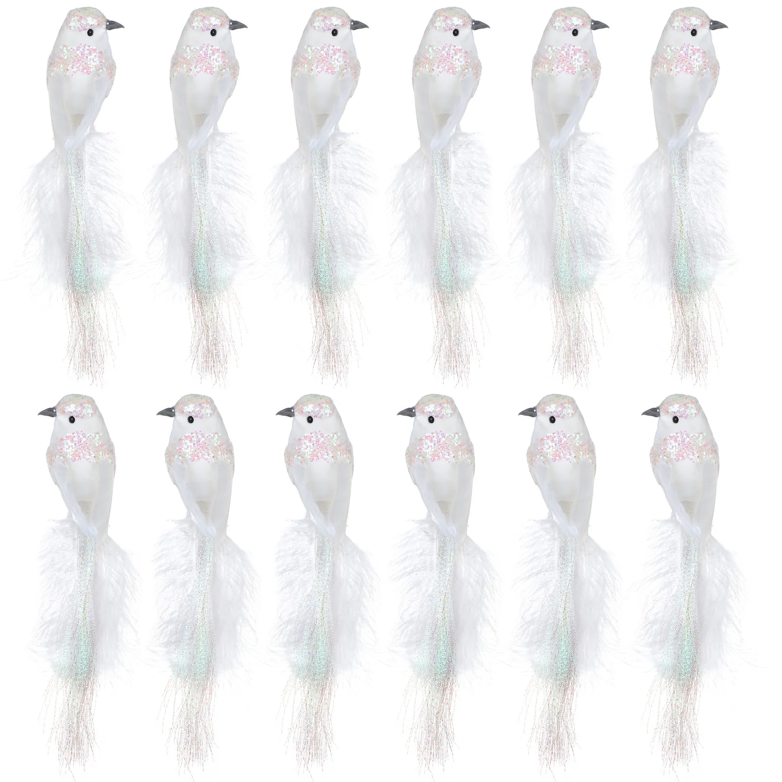 12PCS Artificial Pigeon Birds Fake Doves Simulation Feather Pigeon Christmas Tree Wedding Party Ornaments Home Living Room Decor