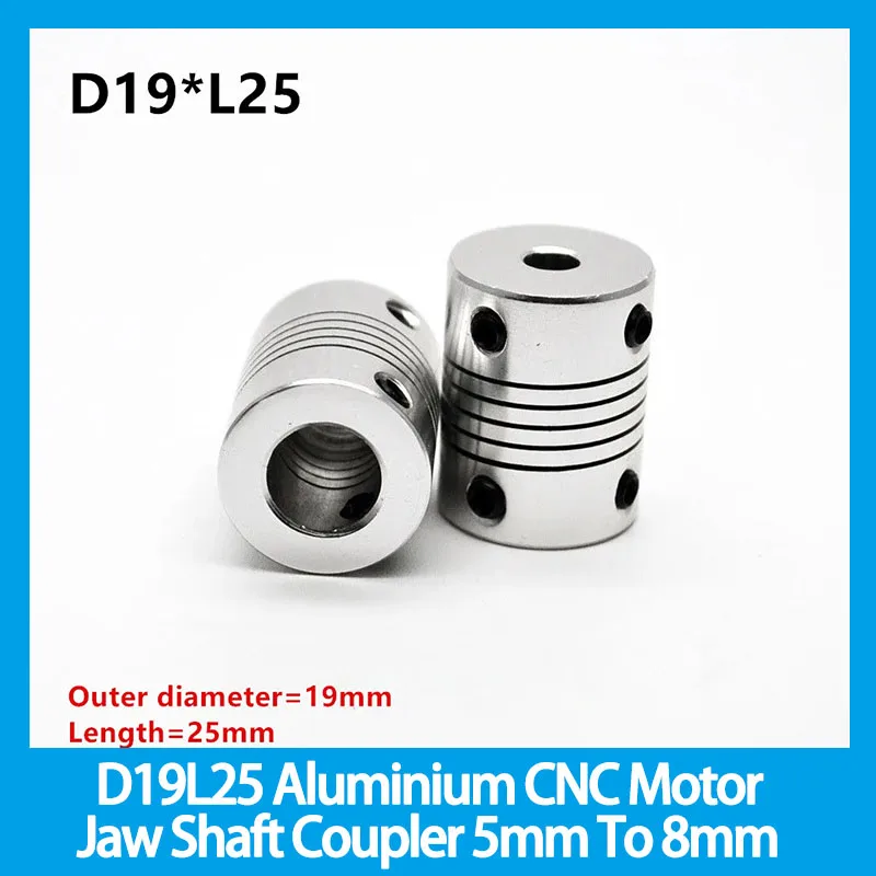 1pcs/lot D19L25 Aluminium CNC Motor Jaw Shaft Coupler 5mm To 8mm Flexible Coupling 3/4/5/6/6.35/7/8/10mm