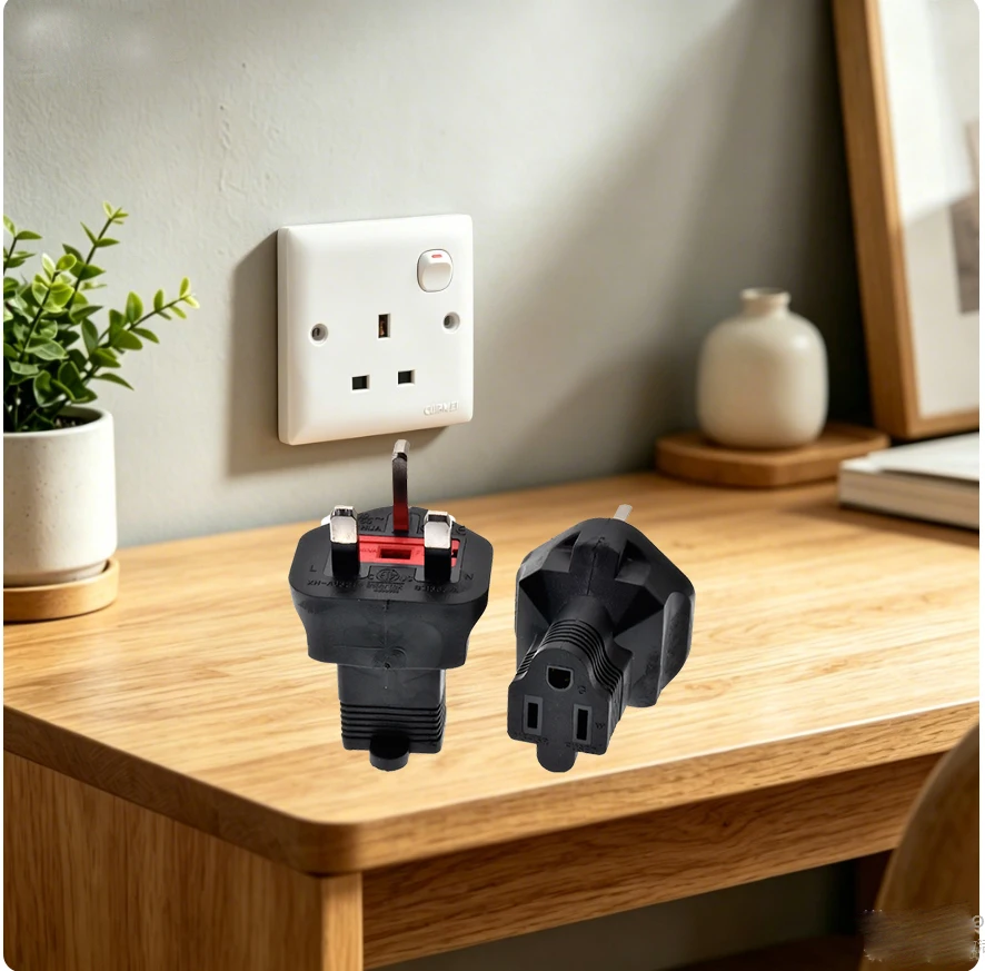 UK, UAE, Hong Kong BS-1363 Travel Power Plug Adapter Accepts NEMA 5-15R - Industrial Grade（IG-7)