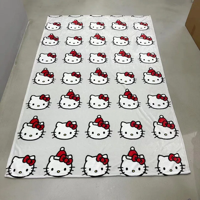 Sanrio Halloween Ghost Hello Kitty Plush Cartoon Large Flannel Blanket Cute Cotton Sofa Nap Blanket Bed Sheet Christmas Gift