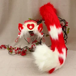 New Hand Made Work Halloween Nurse Hat Cat Ears Hairhoop Headwear Tail Earrings To Choose Orange Black Set Custom Made