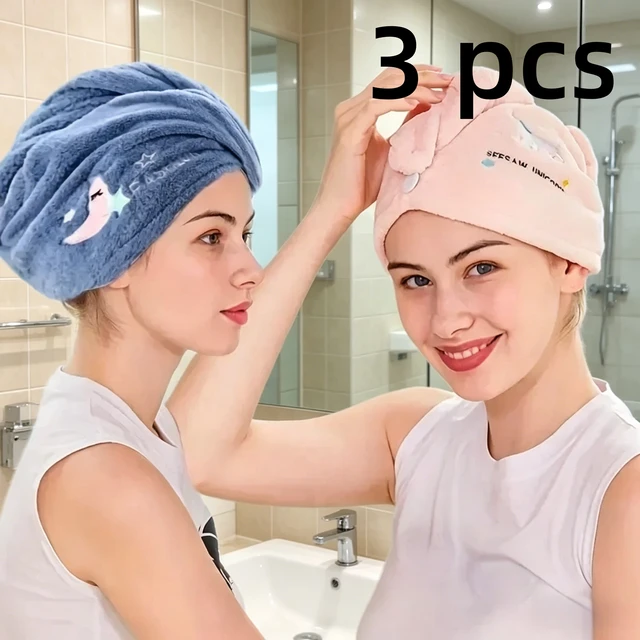 Szybkoschnące ręczniki do włosów, super chłonne, miękkie ręczniki do łazienki dla kobiet, urocze ręczniki do włosów, turban do suszenia włosów, czapeczki do włosów.