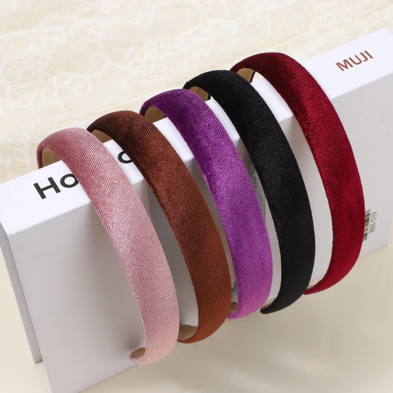 

10Pcs 2cm Velvet Covered Hairband Wholesale Plain Headband for Girls Hair Hoop DIY Headwear Hair Accessories