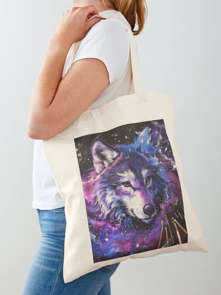 

Galaxy snow wolf digital art Tote Bag eco bag folding Reusable bags tote bag woman female