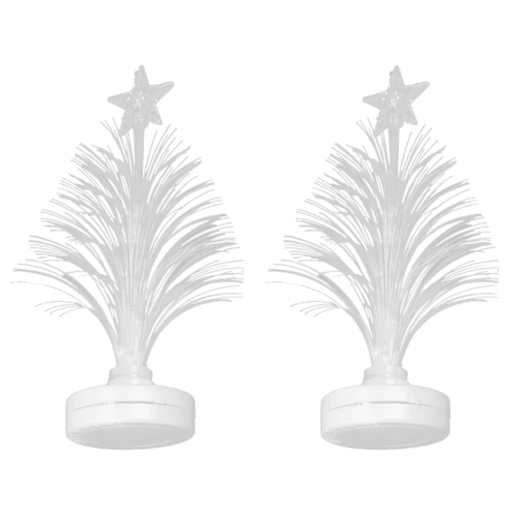 

2 Pcs Fiber Optic LED Night Light Xmas Lamp Christmas Tree Colorful Desk Lights