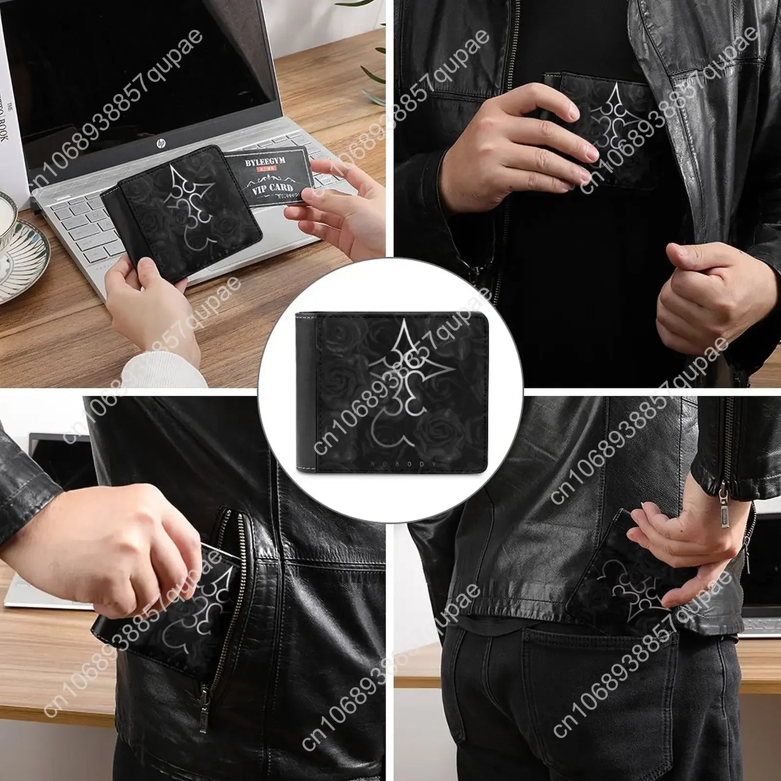 Kingdom Hearts Nobody Emblem Pattern Men's Wallet Leather Short Wallet Multi-Card Wallet Fashion Purse Kingdom Hearts