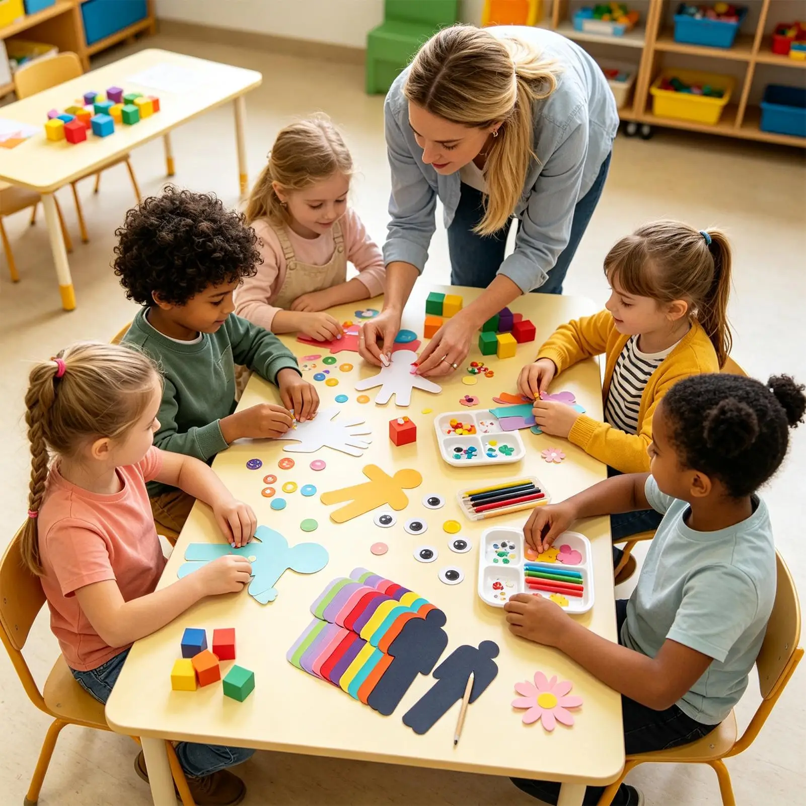 200 Pcs 10 Color Double-Sided Colored Craft Paper for Kids with Pre-Cut Human Shapes Vibrant  Art Paper for DIY Drawing