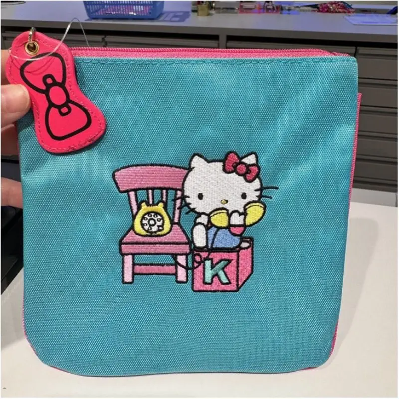 

Кошелек Hello Kitty, милая холщовая вышивка, портативная косметичка, мини-сумка для хранения дофамина, мультяшная помада, сумка для ювелирных изделий