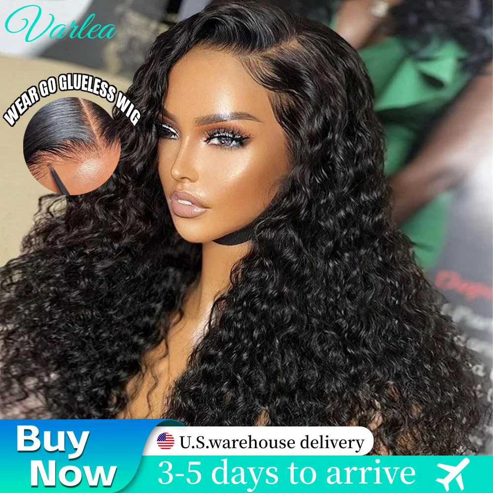 

Varlea Glueless Deep Wave Frontal Wig 5x5 Hd Lacecurly Wigs 4x4 Closure Human Hair Wig Готовый к ношению Натуральный черный парик для женщин