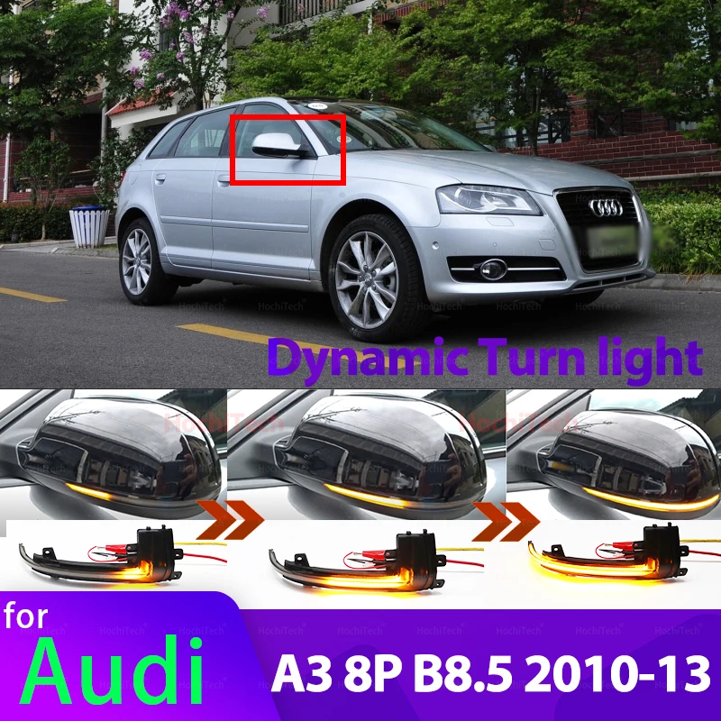 Dynamic Scroll LED Turn Signal Light Sequential Rearview Mirror Indicator Blinker Light for Audi A3 8P B8.5 2010 2011 2012 2013