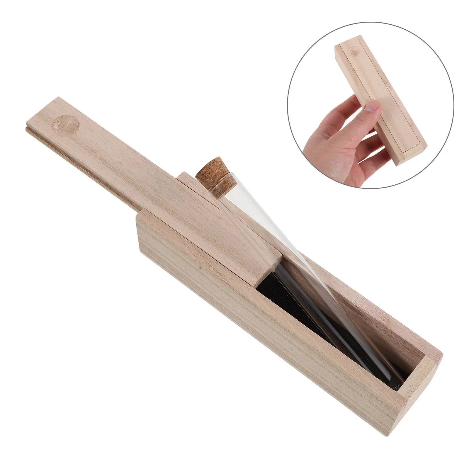 

Vintage Wooden Jewelry Box with Sliding Lid Rectangular Keepsake Organizer for Necklace Bracelet Watch Vial Storage Decorative