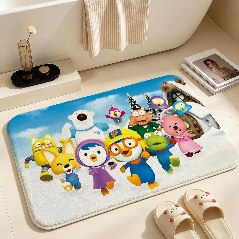 IP-Pororo the Little PenguinS Floor Mat Soft Non-Slip Bath Mat, Bedside Carpet, Absorbent Doormat for Home