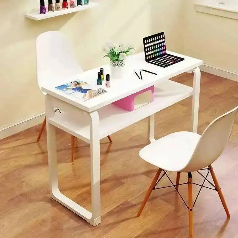 Exquisiter Designer-Maniküretisch, weiß, zusammenklappbar, Service, Rezeptionstisch, Edelstahl, Nailtech Schminktisch, Nagelmöbel, CY50ZJ