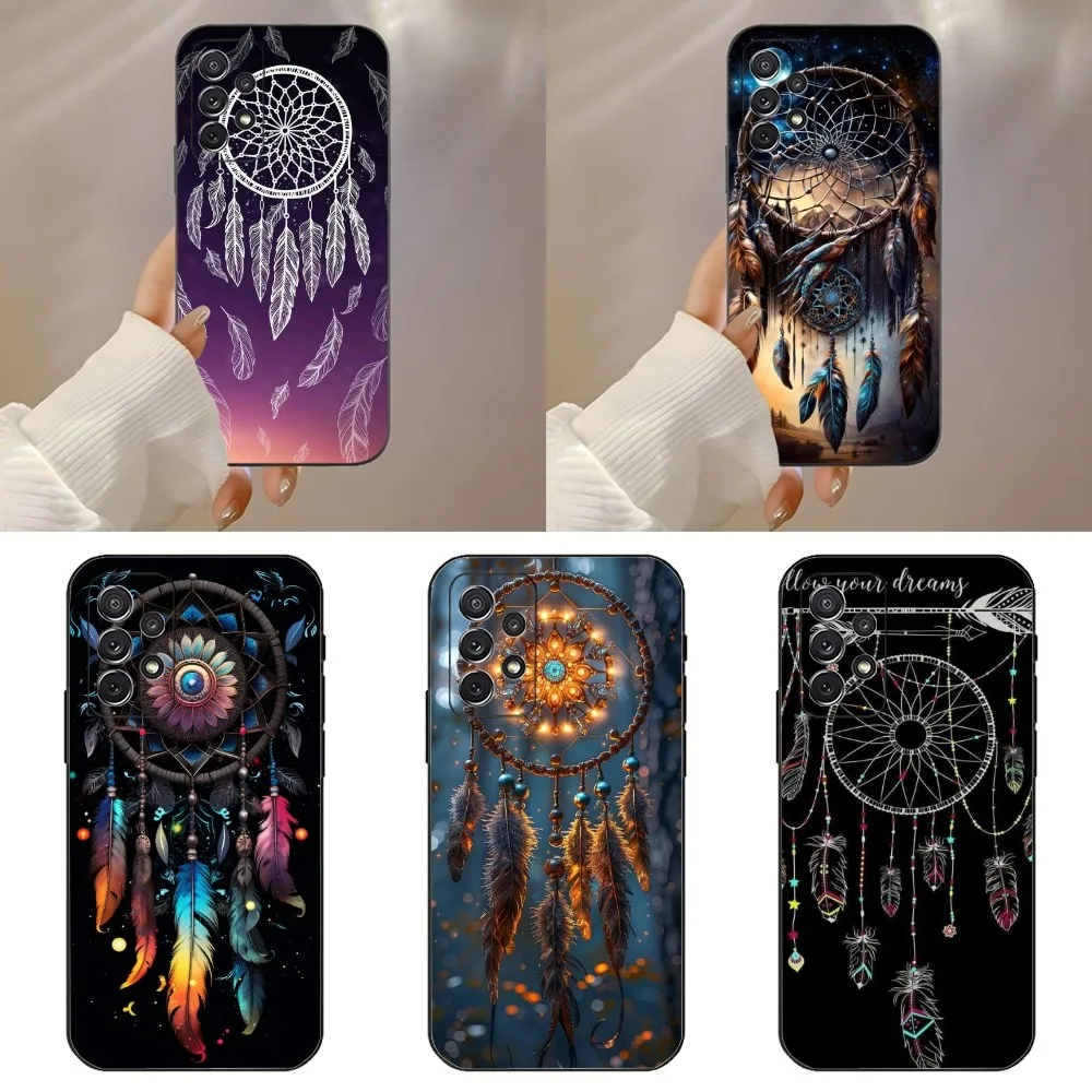 

F-Feather Dreamcatcher Phone Case For Samsung Galaxy A91,A80,A73,A72 ,A71,A53A52,A32 ,A31A22,A21s,A20,Black Cover