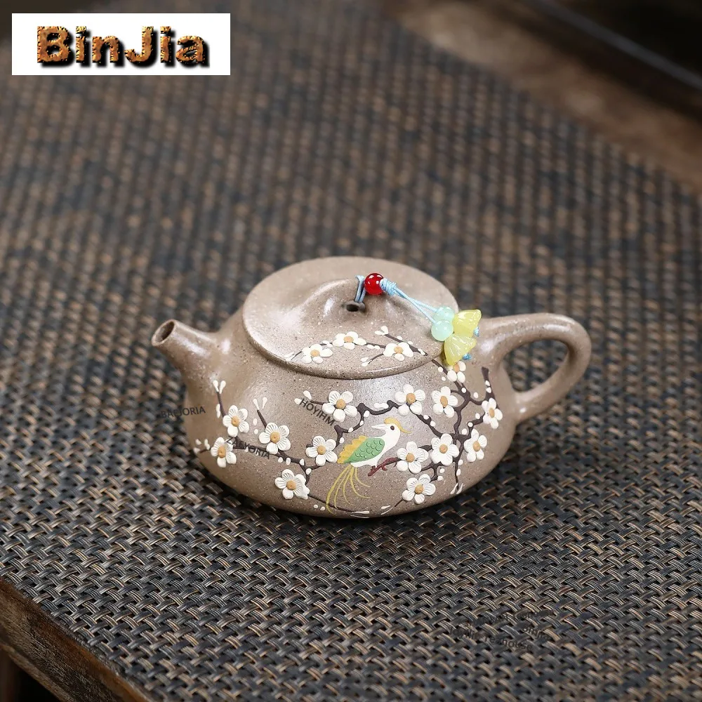 190ml Traditional Yixing Purple Clay Teapots Handmade Plum Stone Scoop Pot Raw Ore White Section Mud Kettle Chinese Zisha Teaset view 3