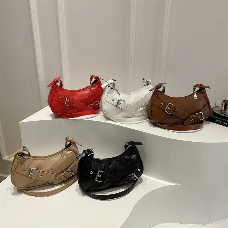 Y2K VintagePULeather WomenShoulderBag Small Crossbody Bag for Women Fashion Ladies Underarm Bag Clutch Purse Female Handbag view 6