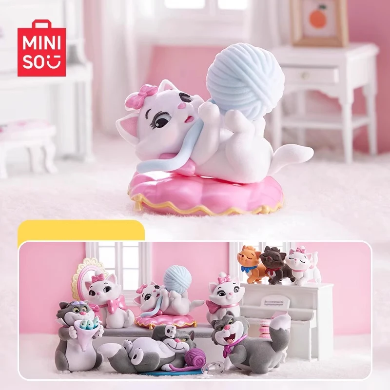 

Original New Miniso Disney Fluffy Cat The Aristocats Marie Cat & Lucifer Anime Cartoon Model Ornament Gift Toys