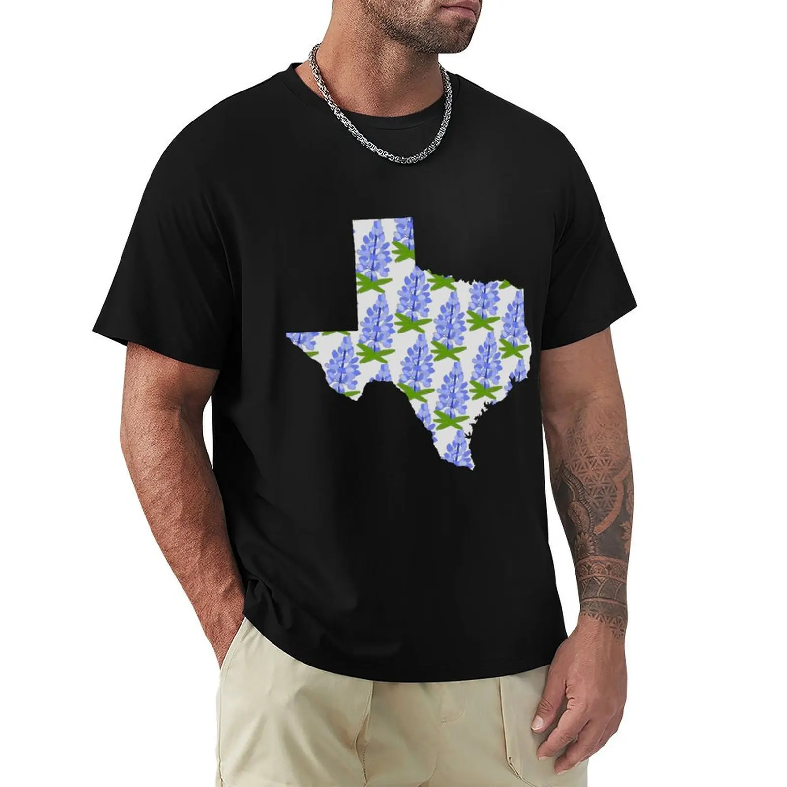 Texas Bluebonnets T-Shirt Big Size Daily Wear T-Shirt