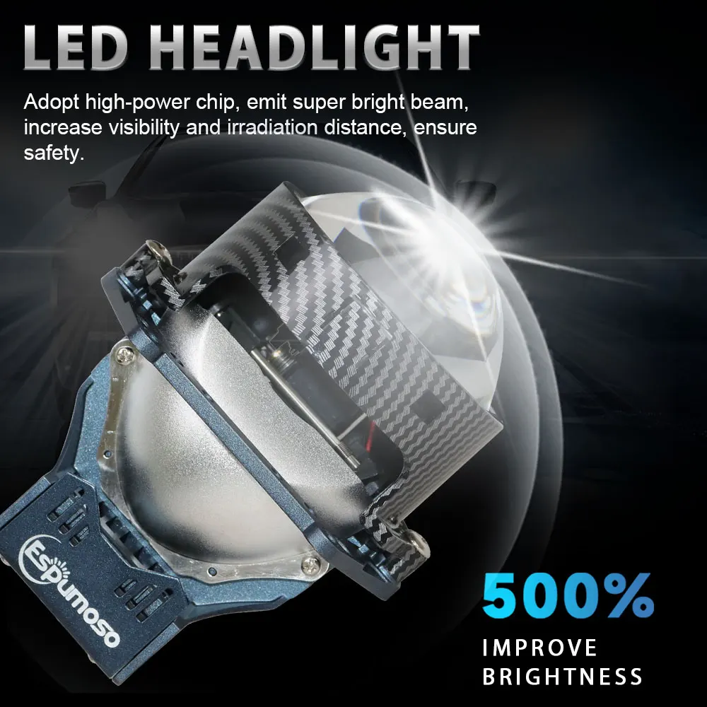 Automobile Universal Headlamp Len Bi Led Spotlights Car Headlight Lamp Superbright Fog Light 280W Lens Lights Bulb 6 chip LED