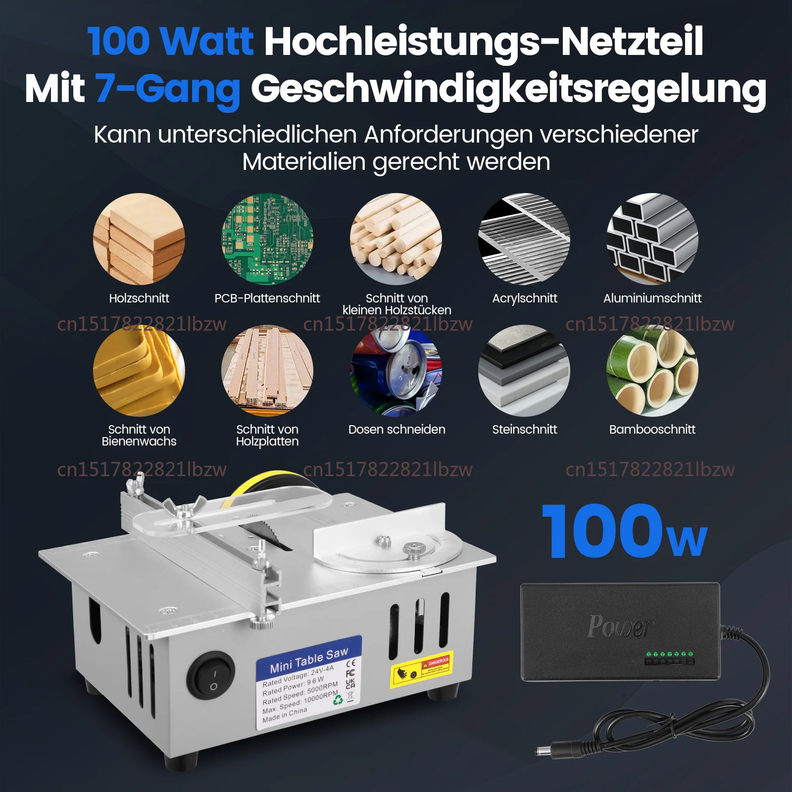 Micro Table Saw With 4 Sets Saw Blades Dual Motor Control 7 Speed 96w Portable Precision Table Saw Height Adjustable 0.1-15mm