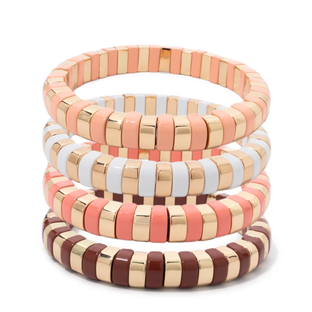 4x8mm Arch Shape Enamel Bangle For Women Colorful Bracelets Boho Accessory