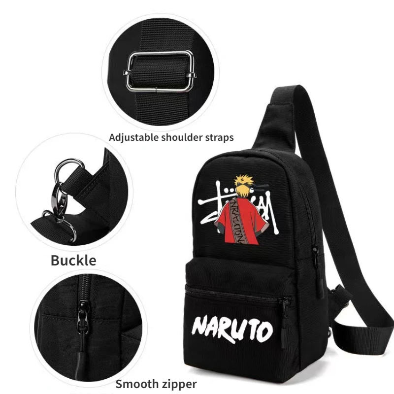 Naruto Student Chest Bag, Mochilas para Crianças, Organizador de Fitness, Compras Porta-moedas, Anime Merchandise, Presentes de Natal