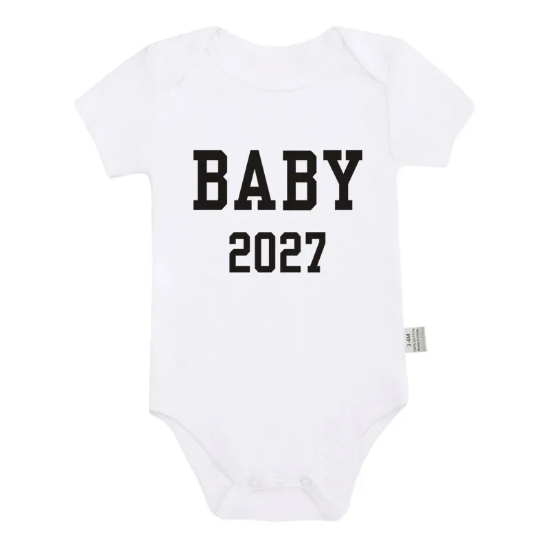 Baby 2027 Baby Bodysuit Minimal Black Letter Newborn Announcement Onesie Pregnancy Reveal Photo Prop Short Sleeve Infant Romper