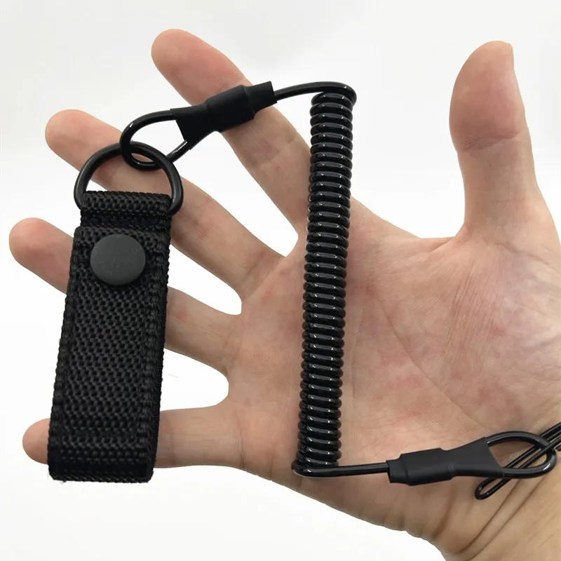 

Elastic Lanyard Rope Tactical Anti-lost Spring Safety Strap Gun Rope for Key Ring Chain Flashlight Hunting EDC Accessories