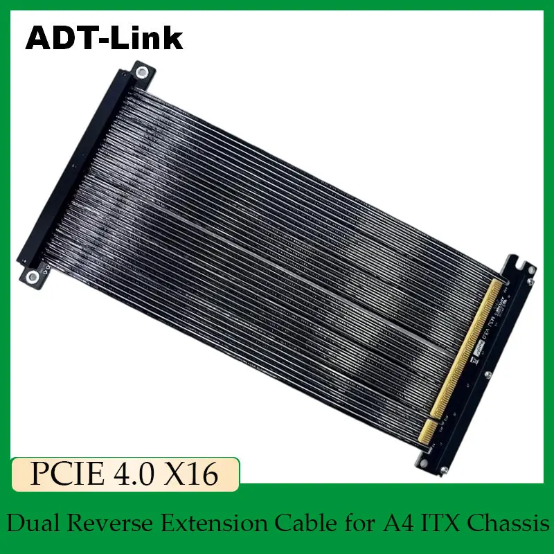 

ADT-Link PCIe 4.0 x16 Graphics Card Extension Cable Single/Dual Reverse Full Speed Riser Adapter Compatible with ITX A4 Chassis