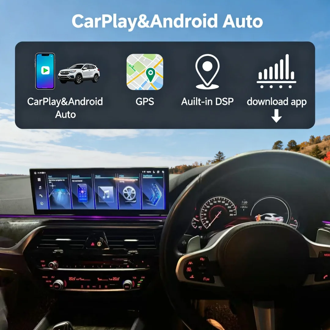 

14.9 Car Radio Android Auto For BMW 5 Series G30 G31G38 EVO RHD 2018-2023 Wireless Carplay Multimedia Video Player GPS Navi WIFi