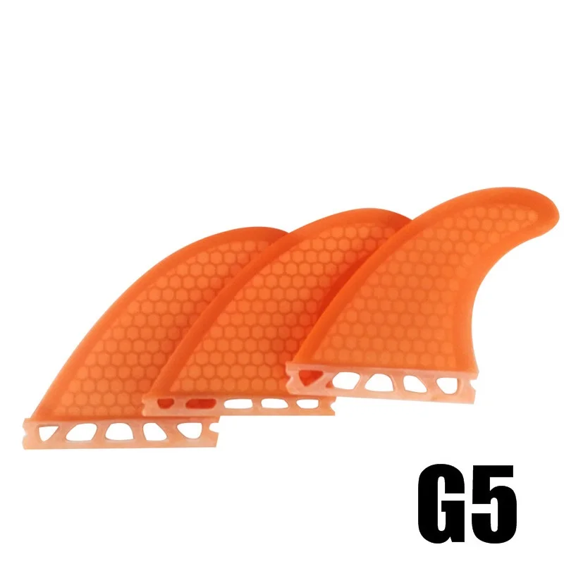 Tri Fin Set Enkele Tabs Vinnen S/M/L Surf Vinnen Surfplank Fin Oranje/Geel/Blauw/Grijs/Groen Met Zwart Logo Honingraat Glasvezel