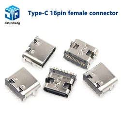 10PCS SMT USB 3.1 Type-C 16pin female connector For Mobile Phone Charging port Charging Socket Tow feet plug