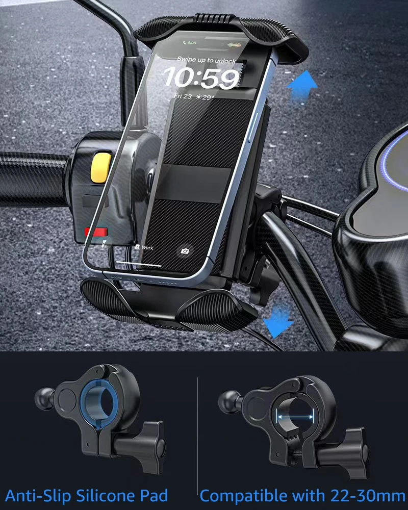 Uchwyt na telefon rowerowy Motocyklowe lusterko wsteczne Stojak na telefon Stojak na kierownicę skutera Klips do iPhone'a Xiaomi Samsung — zdjęcie produktu 5