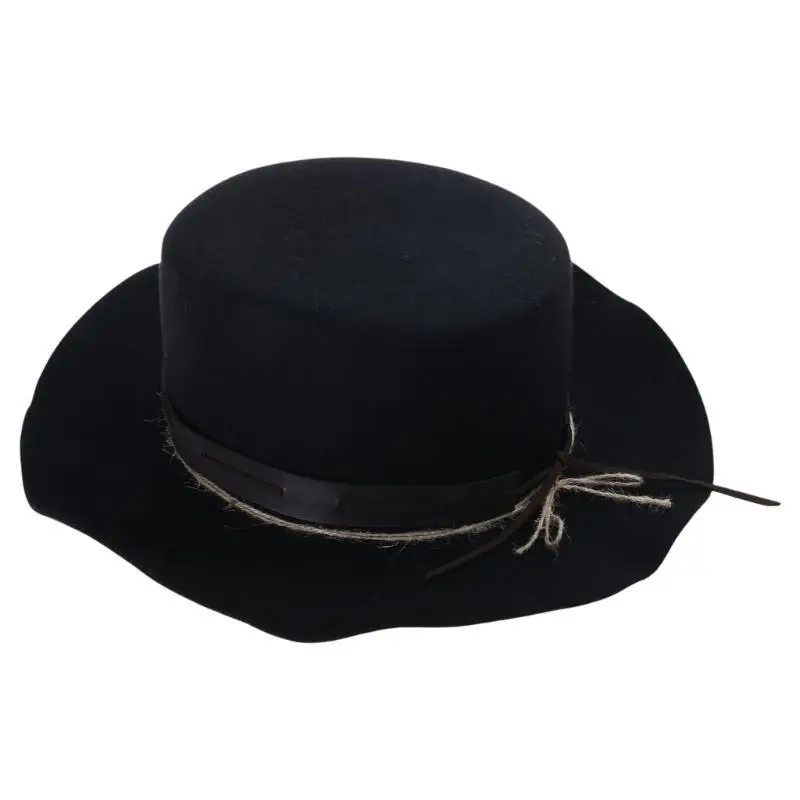 A52E Distressed Hat for Men Women with Woven Belt Wool Hat Cosplay Costume Hat Top Caps Stage Performances Hat