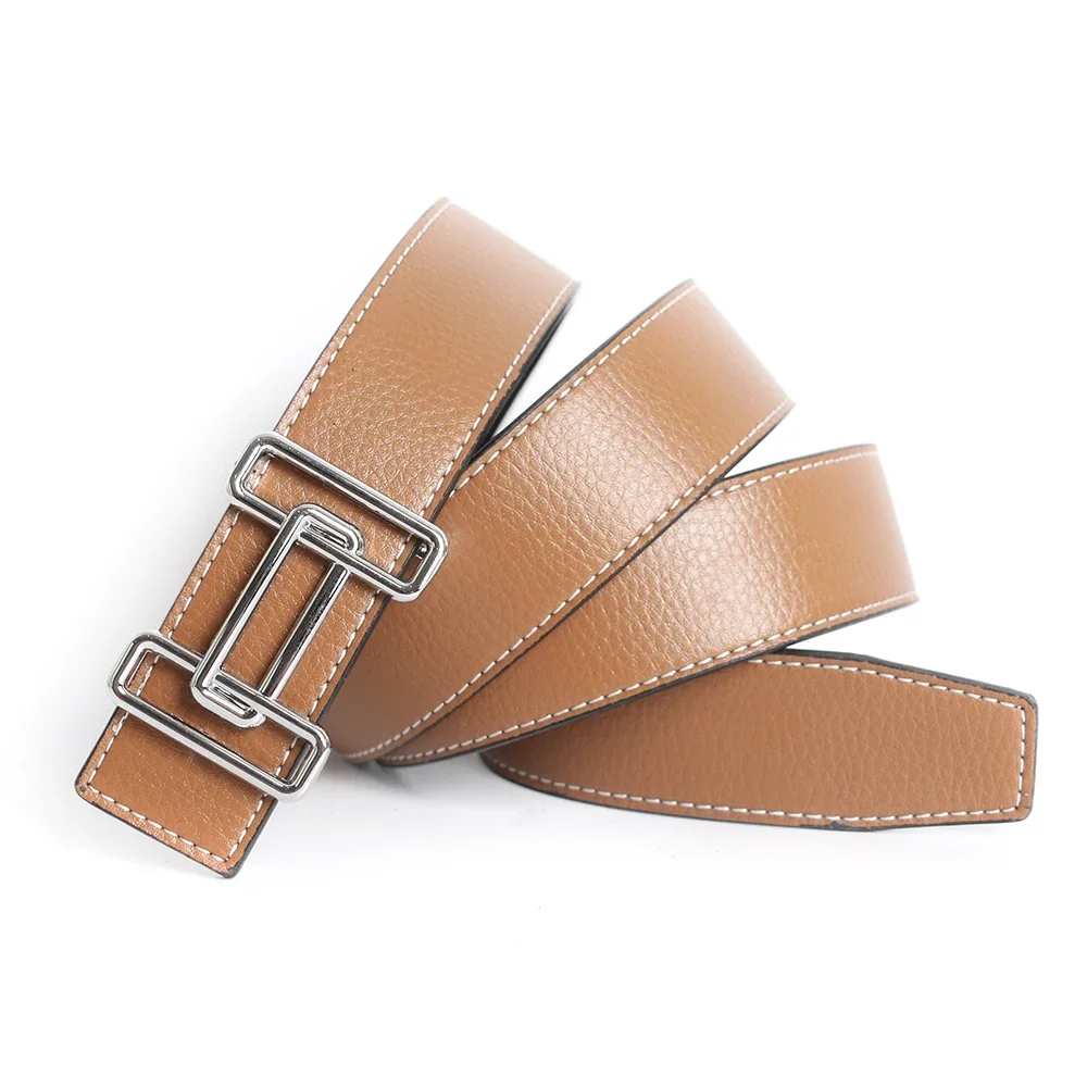 

Luxury Designer Brand Pin Buckle Belt Men High Quality Cowhide Women Genuine Real Leather Dress Strap for Jeans Waistband Blue