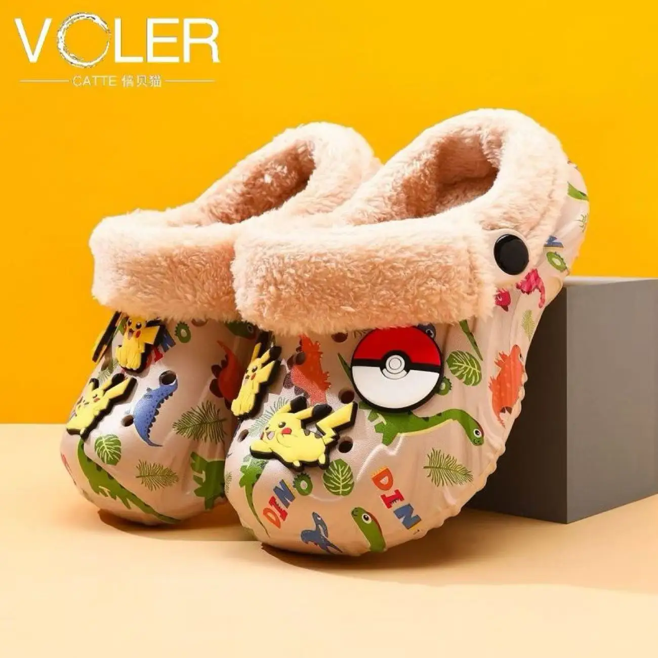 

real picture 2025 autumn winter new pantuflas mujer Home Cute Pikachu fashion children kids girl soft warm cotton Slippers shoes