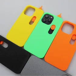 Middle Finger IPhone Series Anti-fall Silicone Case 3D Printed Sliding Phone Case Interesting Middle Finger Phone Case Wholesale