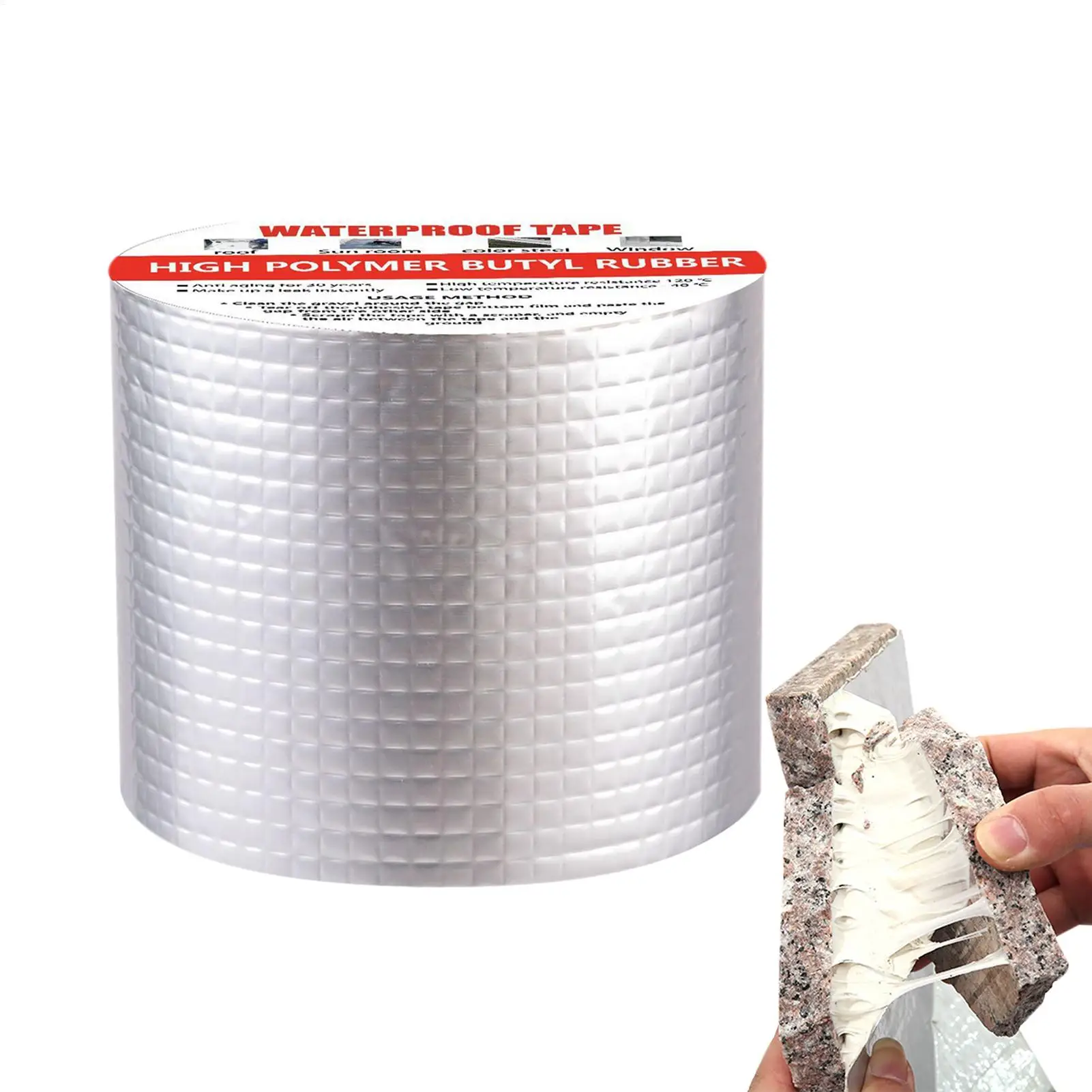 

Waterproof Tape Waterproof Aluminum Foil Bandages Leak Fixing Rubber Repair Tape For RV Window Door Bathroom Pipe Roof Duct Car