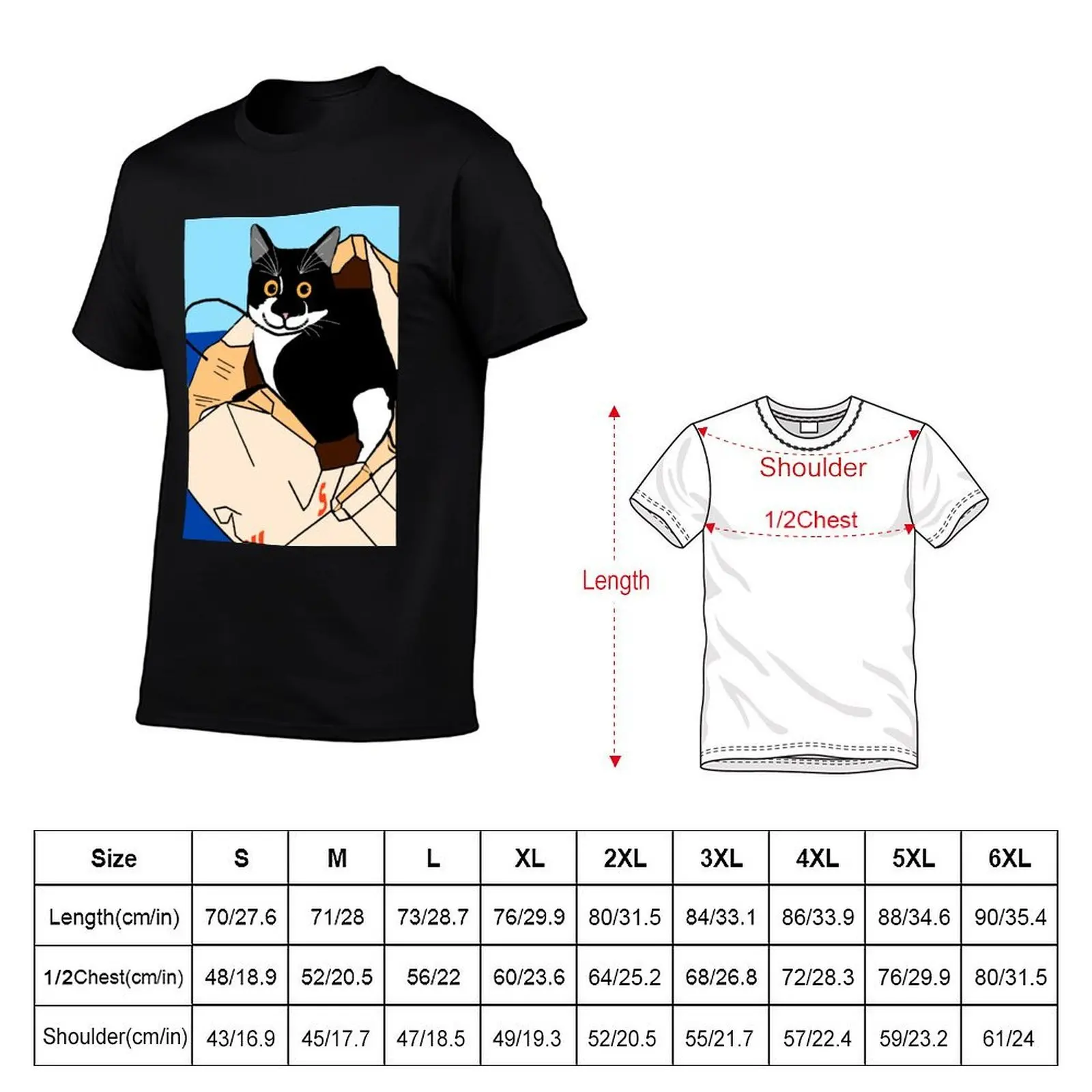 Cute Tuxedo cat in a paper bag T-Shirt man t shirts high quality luxury brand cotton t shirt pack t shirt personalised T-shirt
