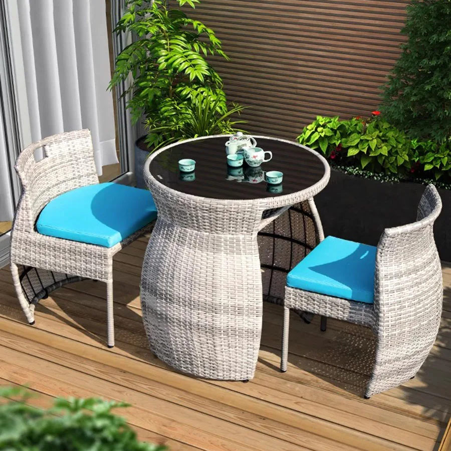 Nordic Outdoor Furniture Waterproof Patio Pool Outdoor Furniture Set Backyard Rattan Modern Lounge Coffee Mueble Jardin Chairs