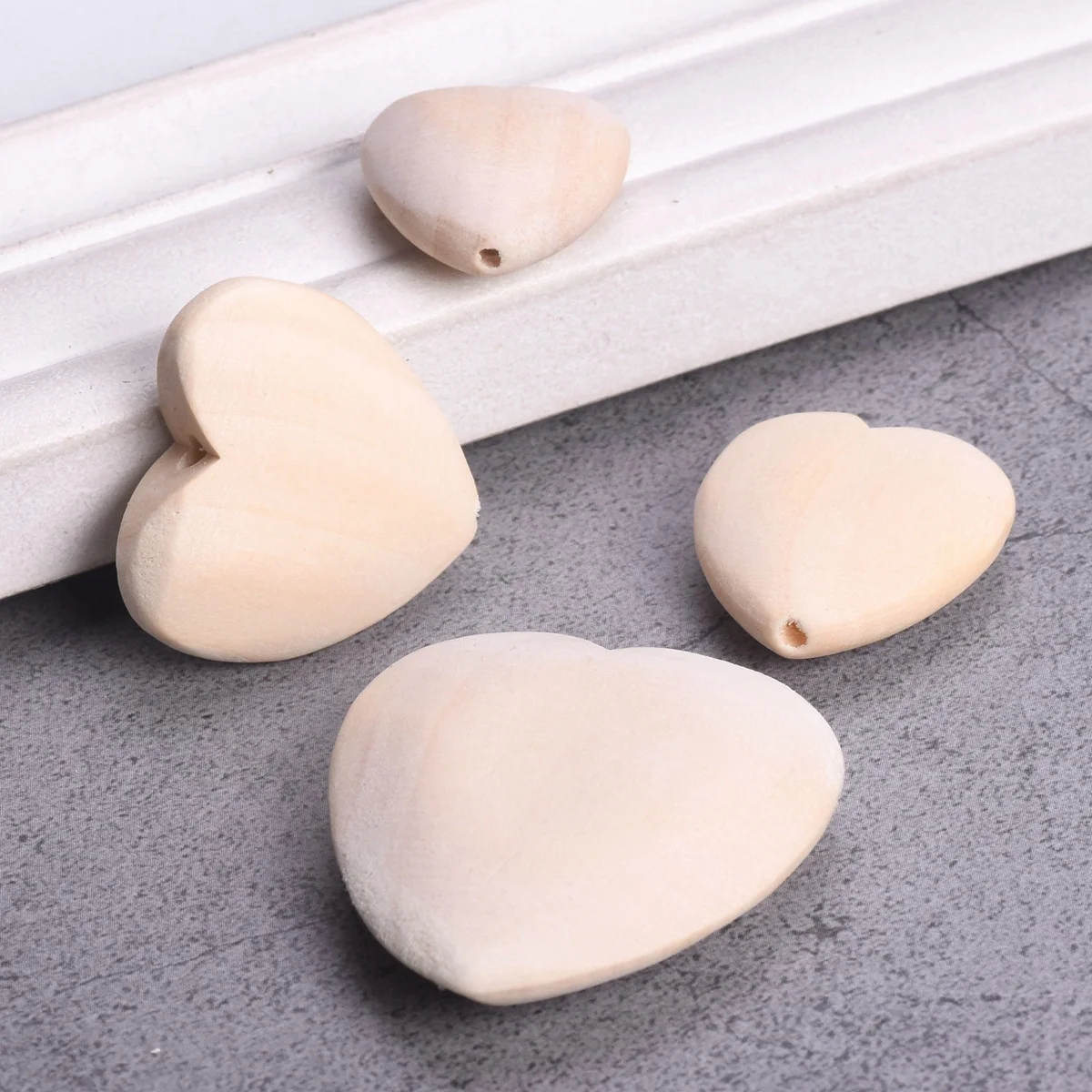 Heart Shape Natural Wood 20mm 25mm 30mm 40mm Loose Woodcraft Beads For DIY Handcraft Pendants Jewelry Making